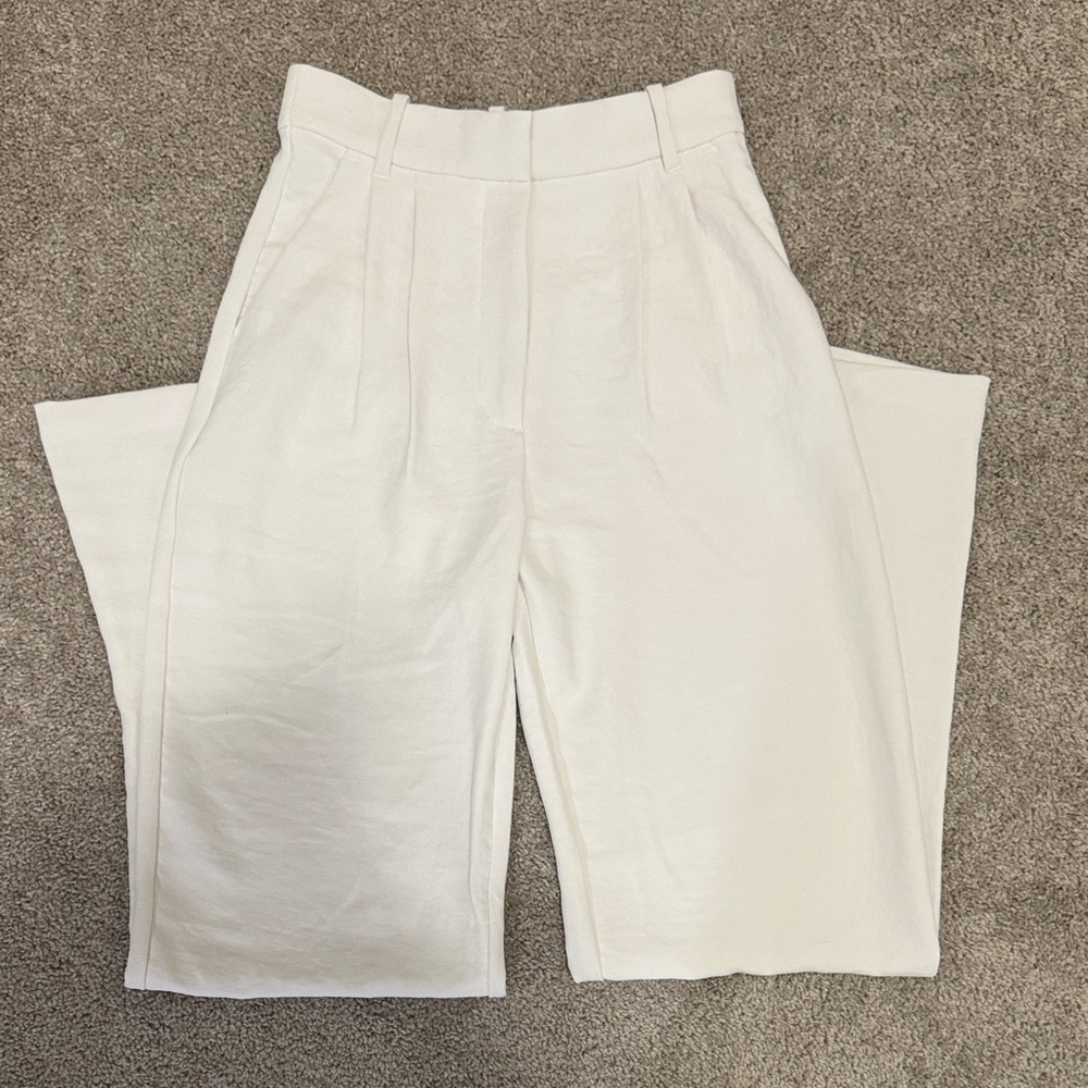ABERCROMBIE Elegant CREAM Women's WIDE LEG TROUSER Pants